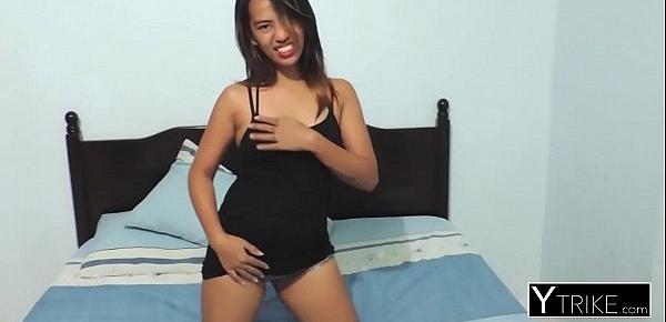  Wild and sexy petite Asian teen agreed to have sex with this horny backpacker.